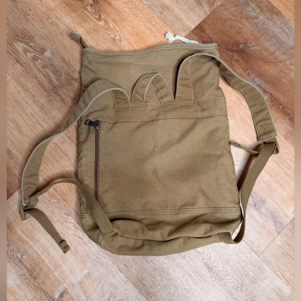 Vans Off The Wall - Brown Canvas Backpack, Zip top, Foldover Bag - Picture 6 of 9
